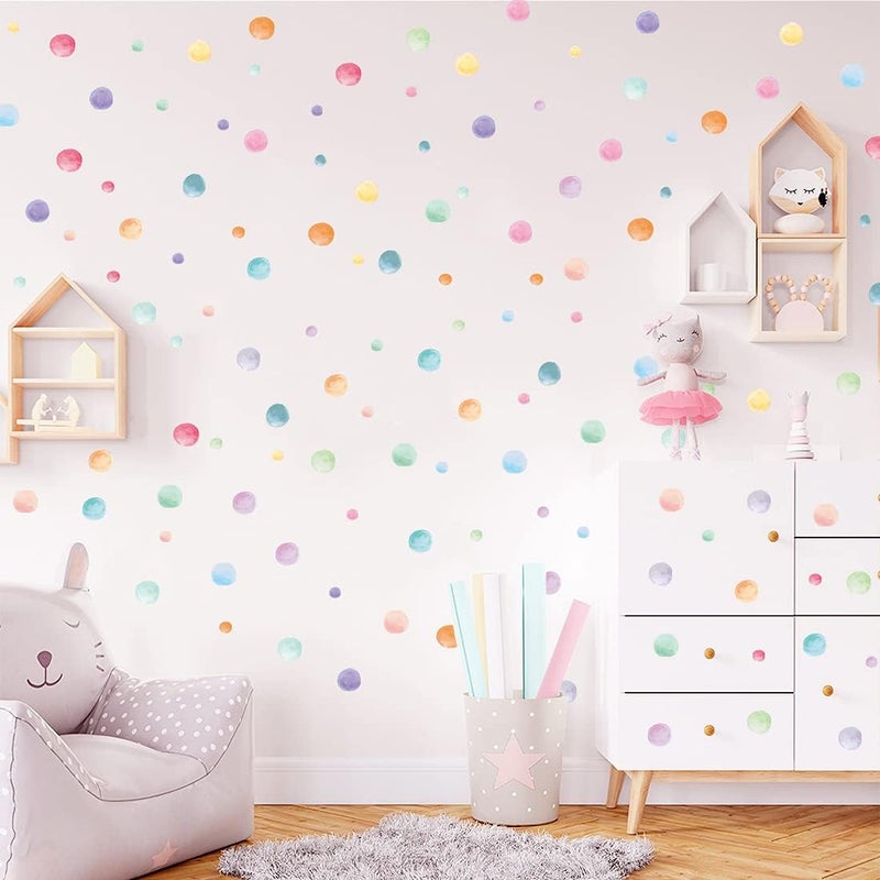 Kasubeso 123 Pcs Pastel Polka Dots Wall Stickers, Colorful Round Wall Decal, Peel and Stick Rainbow Wall Stickers, Multicolor Circle Window Clings Decoration for Nursery Wallpaper Kids Bedroom Classroom Wall - Image 1